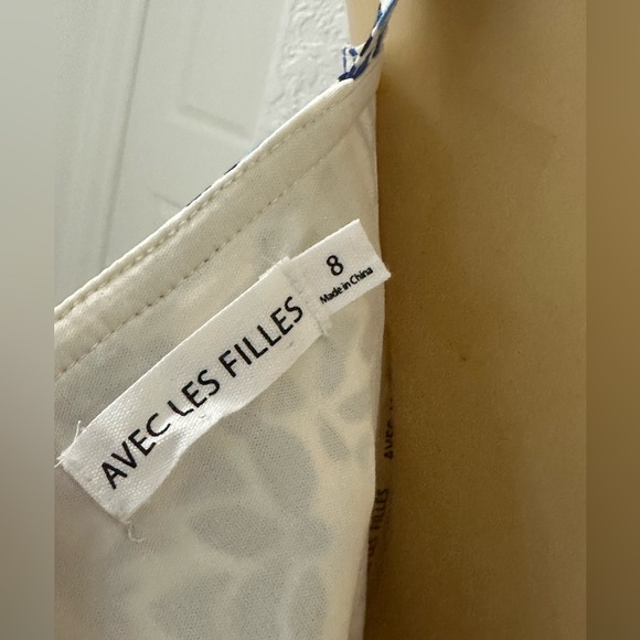Avec Les Filles Sweetheart Neck Mini Sundress in Blue and White size 8 - Picture 2 of 13